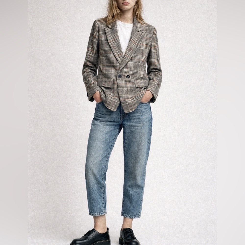 Windsor NWT Glen Plaid Prince of Wales Blazer Jacket Neutral Size M Classic Fall